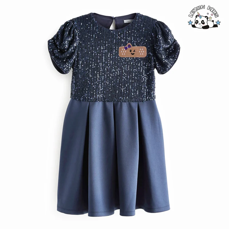 LEZONKIDS - Customizable Hot Sale Sequins Dress Party Sequin Flower Girls Dress for Little Boutique Girl Clothes